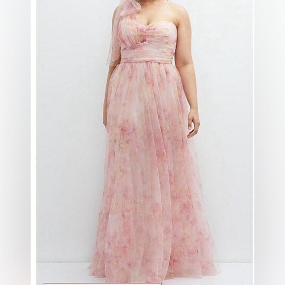 NWT Dessy Collection floral scarf tie one shoulder fairycore tulle dress 16
